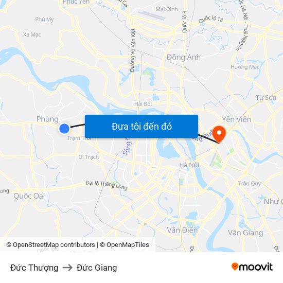 Đức Thượng to Đức Giang map