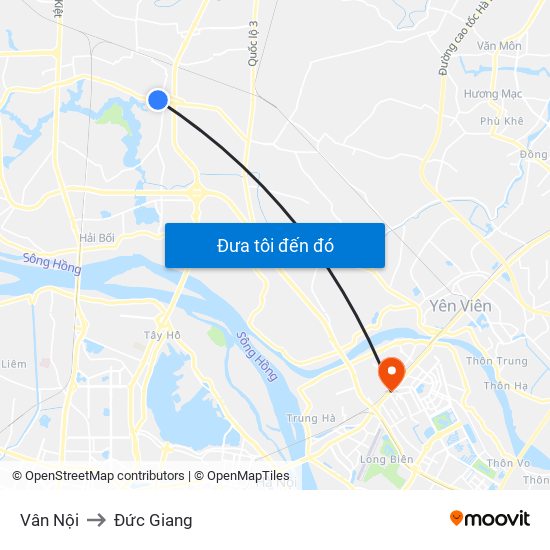 Vân Nội to Đức Giang map