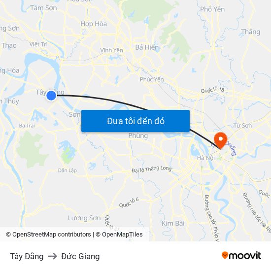 Tây Đằng to Đức Giang map