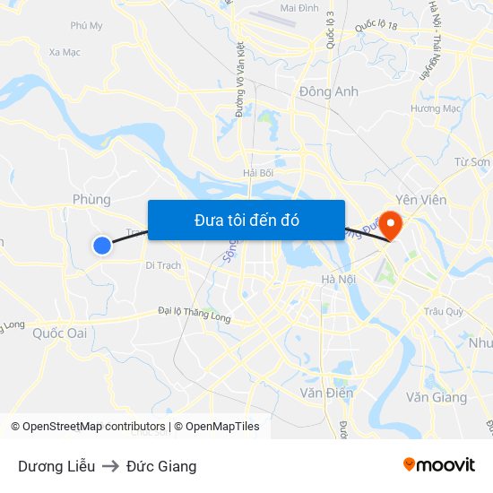 Dương Liễu to Đức Giang map