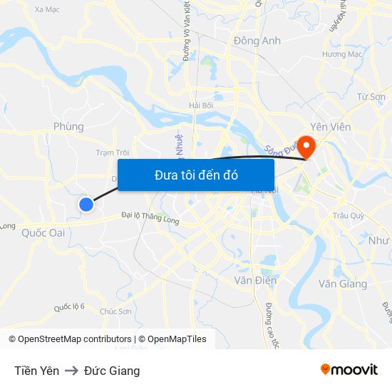 Tiền Yên to Đức Giang map