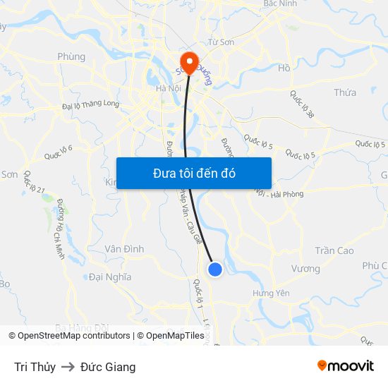 Tri Thủy to Đức Giang map