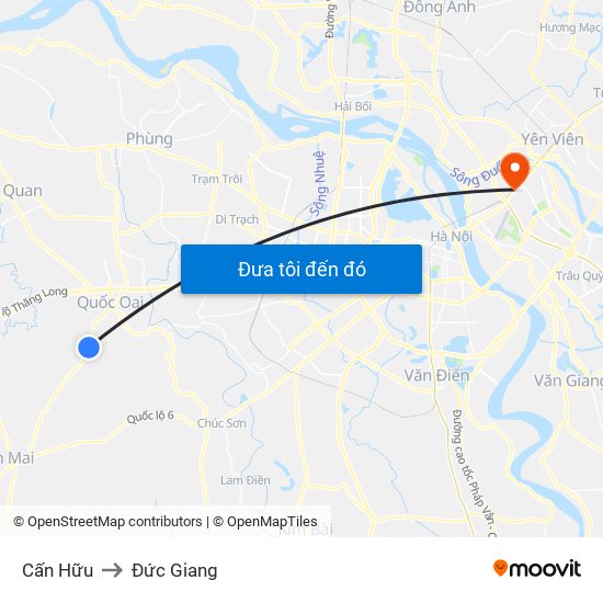 Cấn Hữu to Đức Giang map