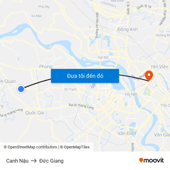Canh Nậu to Đức Giang map