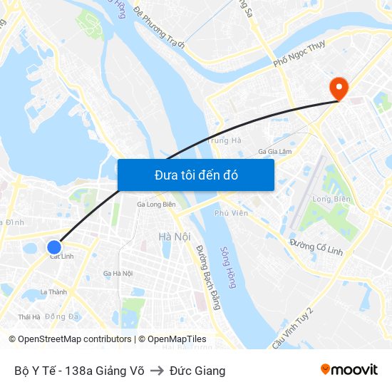 Bộ Y Tế - 138a Giảng Võ to Đức Giang map