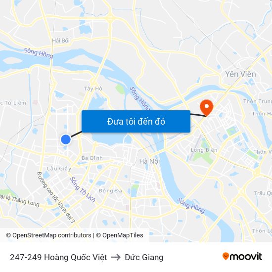 247-249 Hoàng Quốc Việt to Đức Giang map