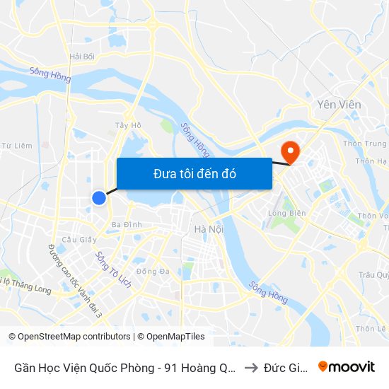 Gần Học Viện Quốc Phòng - 91 Hoàng Quốc Việt to Đức Giang map