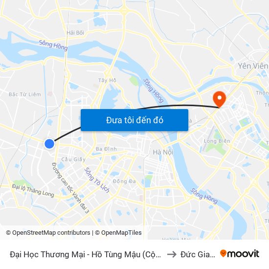Đại Học Thương Mại - Hồ Tùng Mậu (Cột Sau) to Đức Giang map