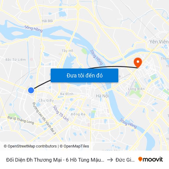 Đối Diện Đh Thương Mại - 6 Hồ Tùng Mậu (Cột Sau) to Đức Giang map