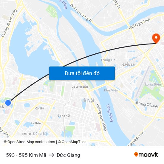 593 - 595 Kim Mã to Đức Giang map