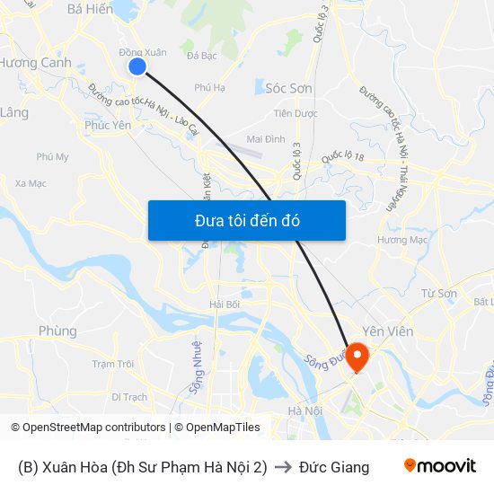 (B) Xuân Hòa (Đh Sư Phạm Hà Nội 2) to Đức Giang map