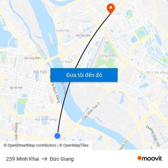 259 Minh Khai to Đức Giang map