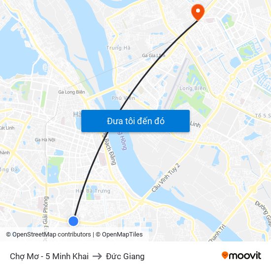 Chợ Mơ - 5 Minh Khai to Đức Giang map