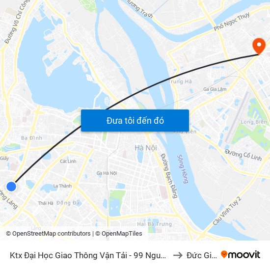 Ktx Đại Học Giao Thông Vận Tải - 99 Nguyễn Chí Thanh to Đức Giang map