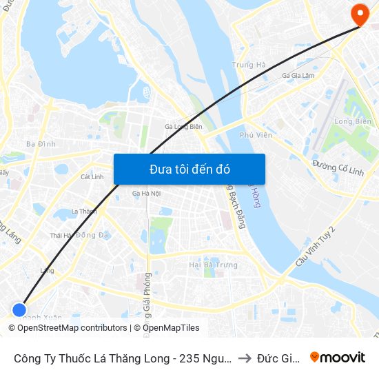 Công Ty Thuốc Lá Thăng Long - 235 Nguyễn Trãi to Đức Giang map