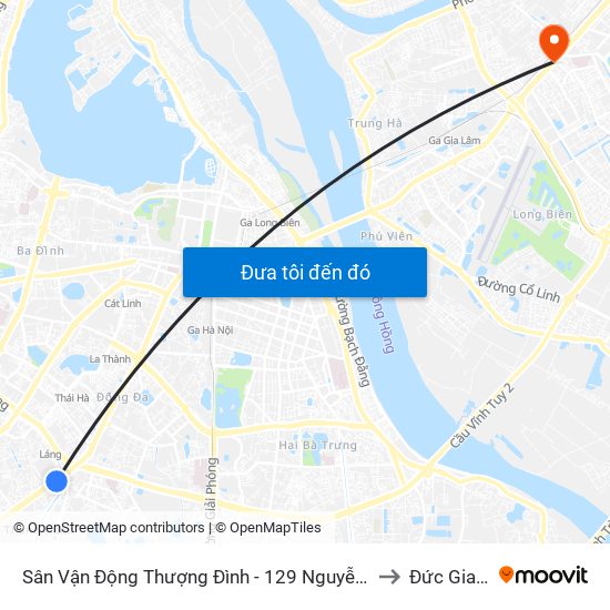 Sân Vận Động Thượng Đình - 129 Nguyễn Trãi to Đức Giang map