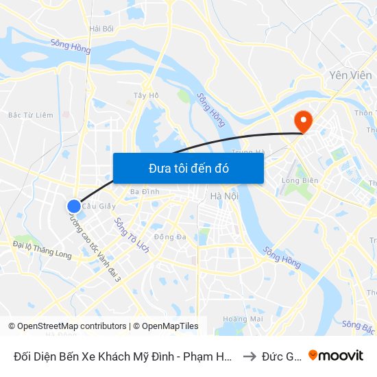 Đối Diện Bến Xe Khách Mỹ Đình - Phạm Hùng (Cột Trước) to Đức Giang map