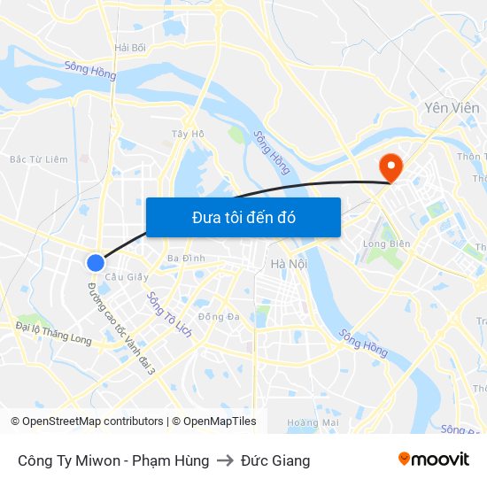 Công Ty Miwon - Phạm Hùng to Đức Giang map