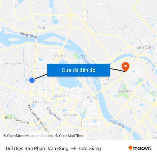 Đối Diện 36a Phạm Văn Đồng to Đức Giang map