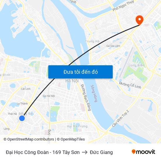Đại Học Công Đoàn - 169 Tây Sơn to Đức Giang map