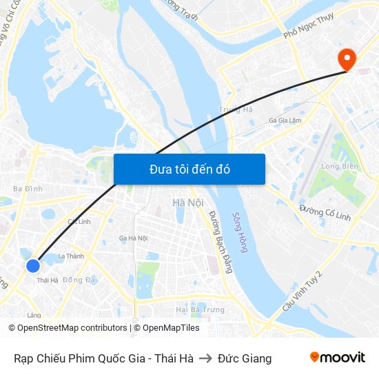 Rạp Chiếu Phim Quốc Gia - Thái Hà to Đức Giang map