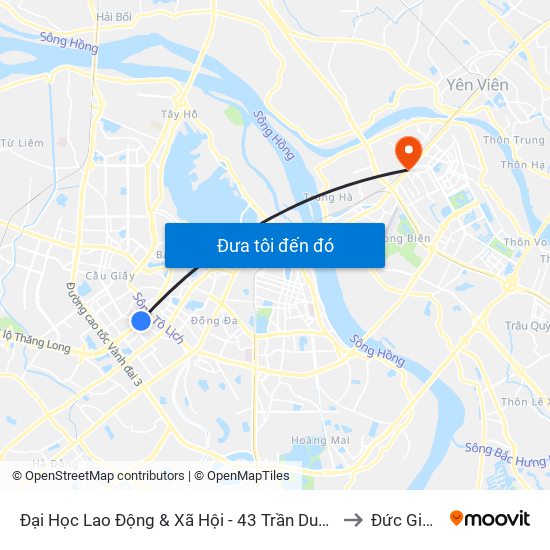 Đại Học Lao Động & Xã Hội - 43 Trần Duy Hưng to Đức Giang map