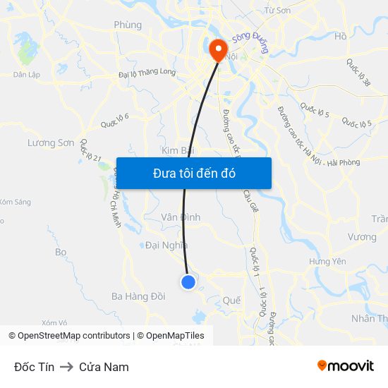 Đốc Tín to Cửa Nam map