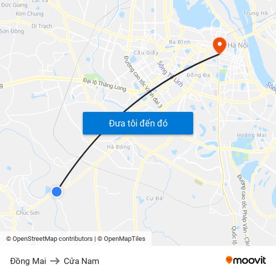 Đồng Mai to Cửa Nam map