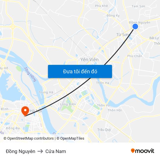 Đồng Nguyên to Cửa Nam map