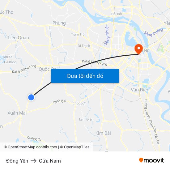 Đông Yên to Cửa Nam map