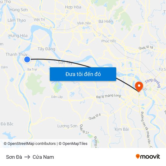 Sơn Đà to Cửa Nam map