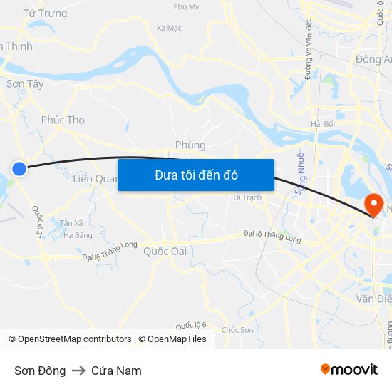 Sơn Đông to Cửa Nam map