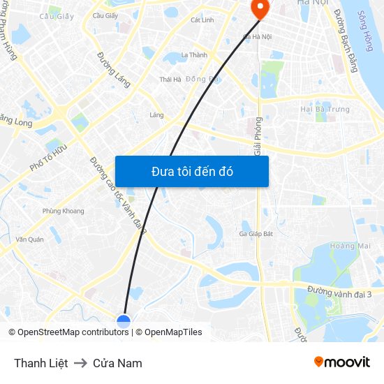 Thanh Liệt to Cửa Nam map