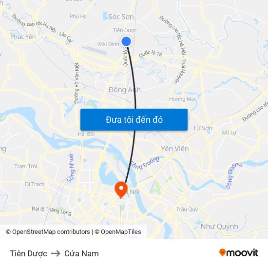 Tiên Dược to Cửa Nam map