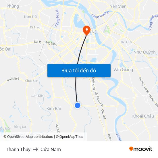 Thanh Thùy to Cửa Nam map