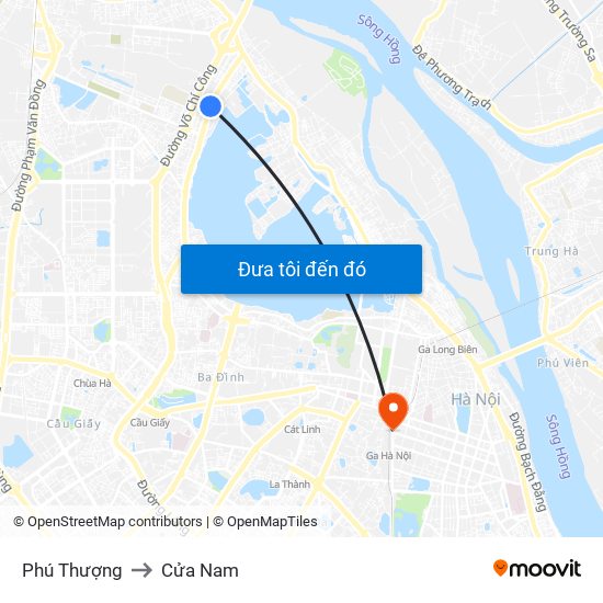 Phú Thượng to Cửa Nam map