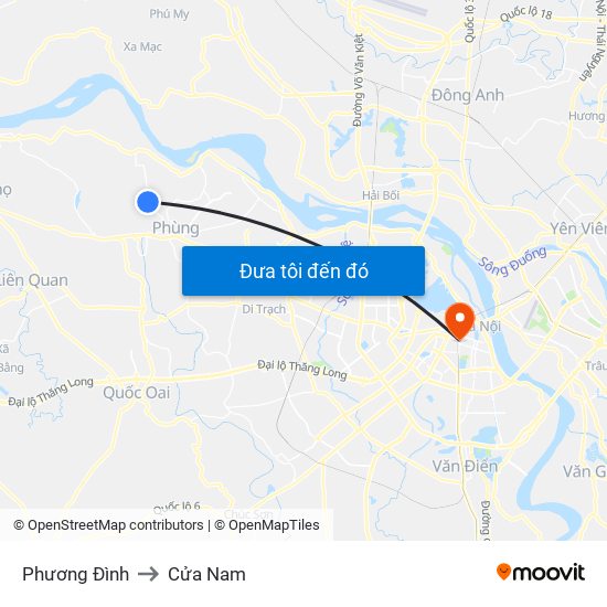 Phương Đình to Cửa Nam map