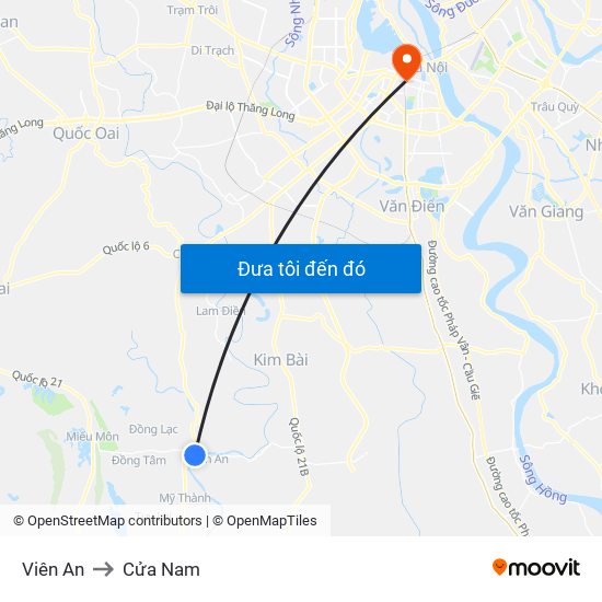 Viên An to Cửa Nam map