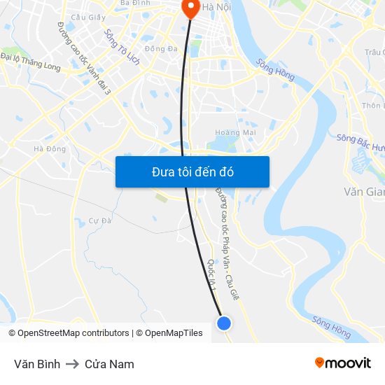 Văn Bình to Cửa Nam map