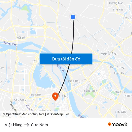Việt Hùng to Cửa Nam map