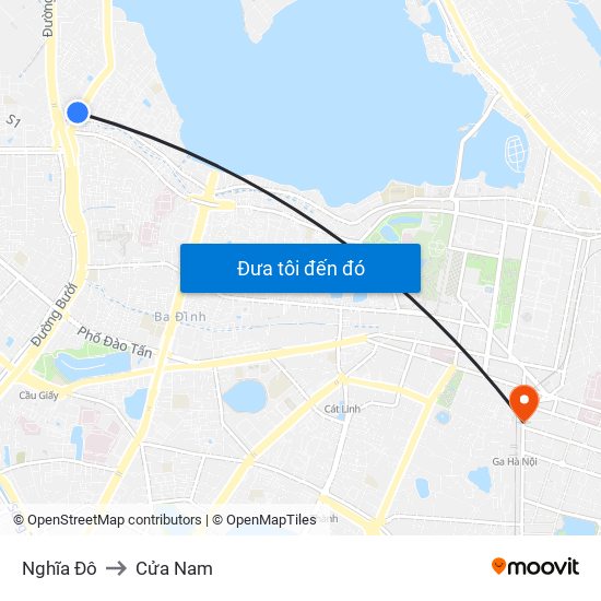 Nghĩa Đô to Cửa Nam map