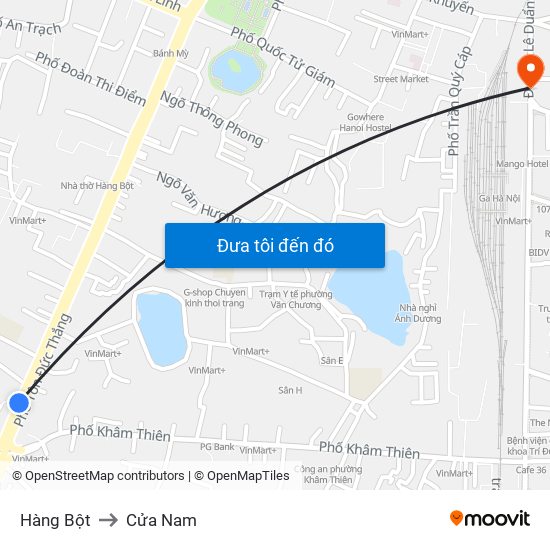 Hàng Bột to Cửa Nam map