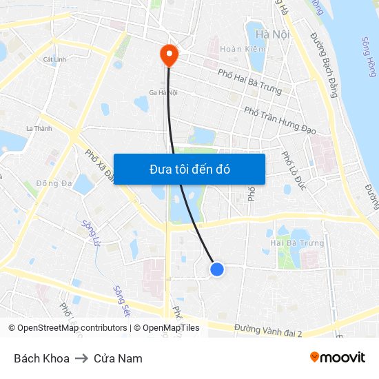Bách Khoa to Cửa Nam map