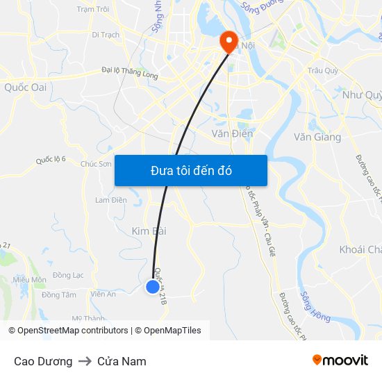 Cao Dương to Cửa Nam map