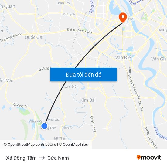 Xã Đồng Tâm to Cửa Nam map