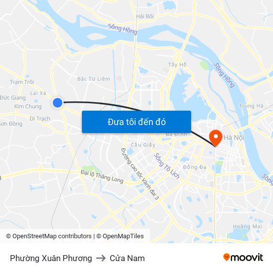 Phường Xuân Phương to Cửa Nam map