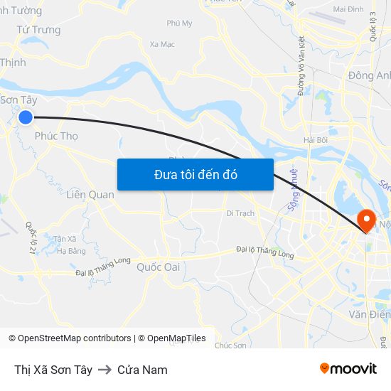 Thị Xã Sơn Tây to Cửa Nam map