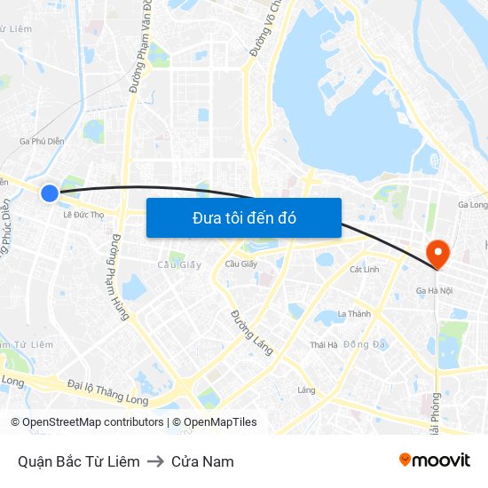 Quận Bắc Từ Liêm to Cửa Nam map