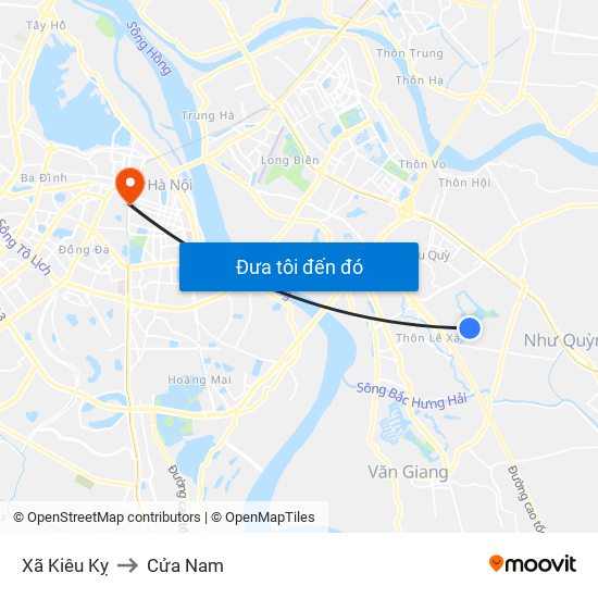 Xã Kiêu Kỵ to Cửa Nam map