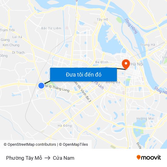 Phường Tây Mỗ to Cửa Nam map